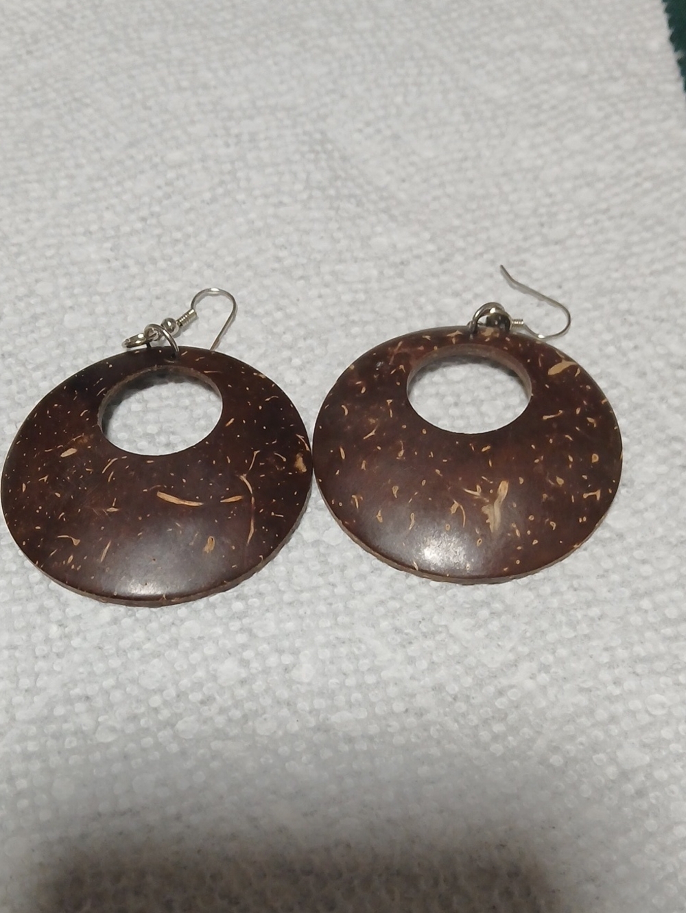 Handcrafted Brown Coconut Shell Hoop Earrings